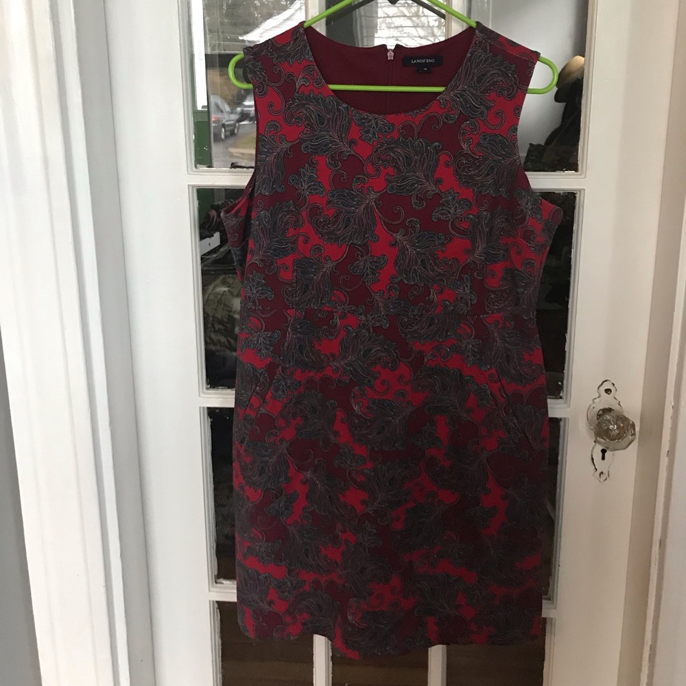 Land’s End red paisley sleeveless dress